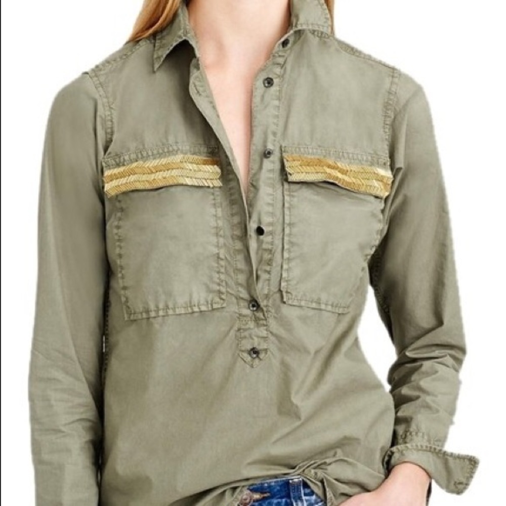 J.Crew Green Popover Shirt